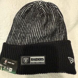 New Era Black and Gray Raiders Beanie